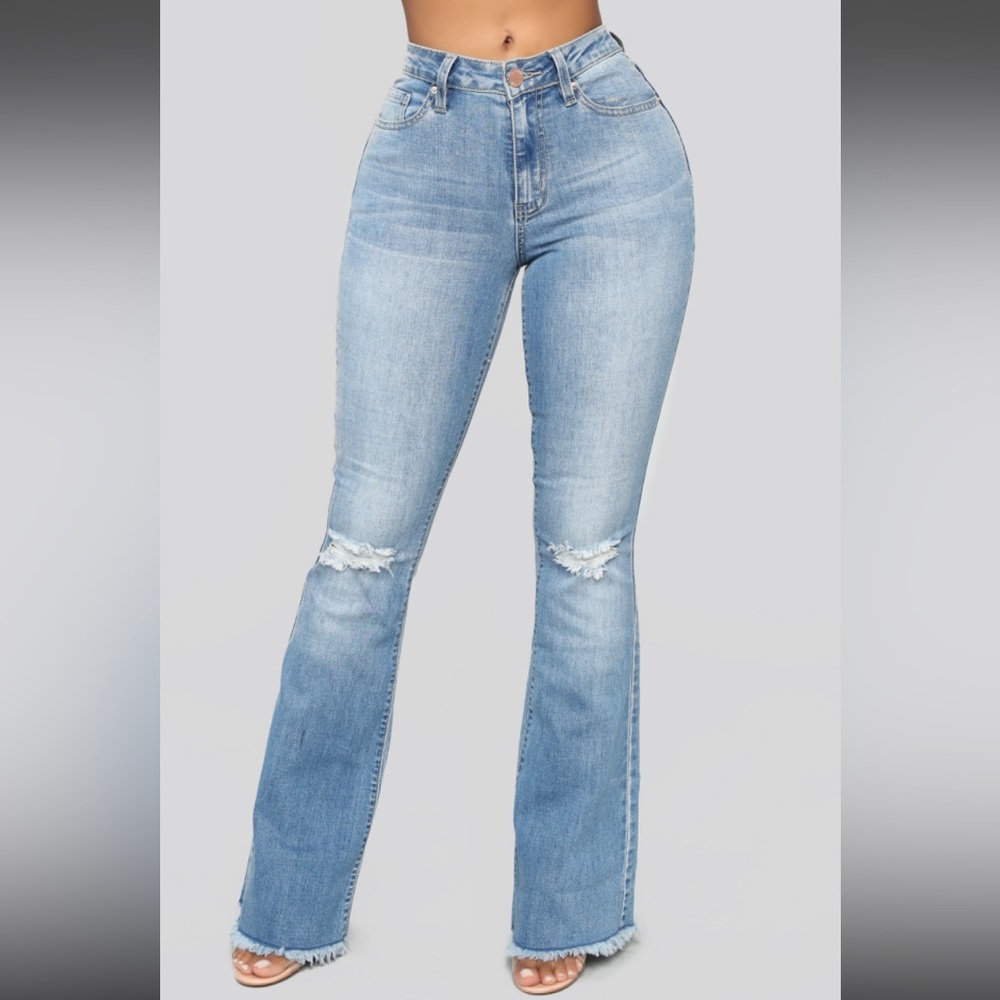 fashion nova blue flared jeans